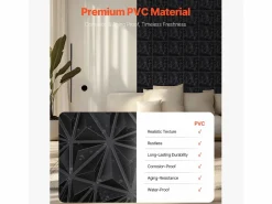 Paneles de Pared 3D SucceBuy, Pack de 33, 30 x 30 cm, PVC, , Cobertura de 3m²