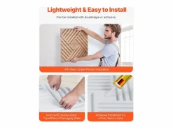 Paneles de Pared 3D SucceBuy, Pack de 12, 50 x 50 cm, PVC con Listones, Cobertura de 3 m², Madera Clara