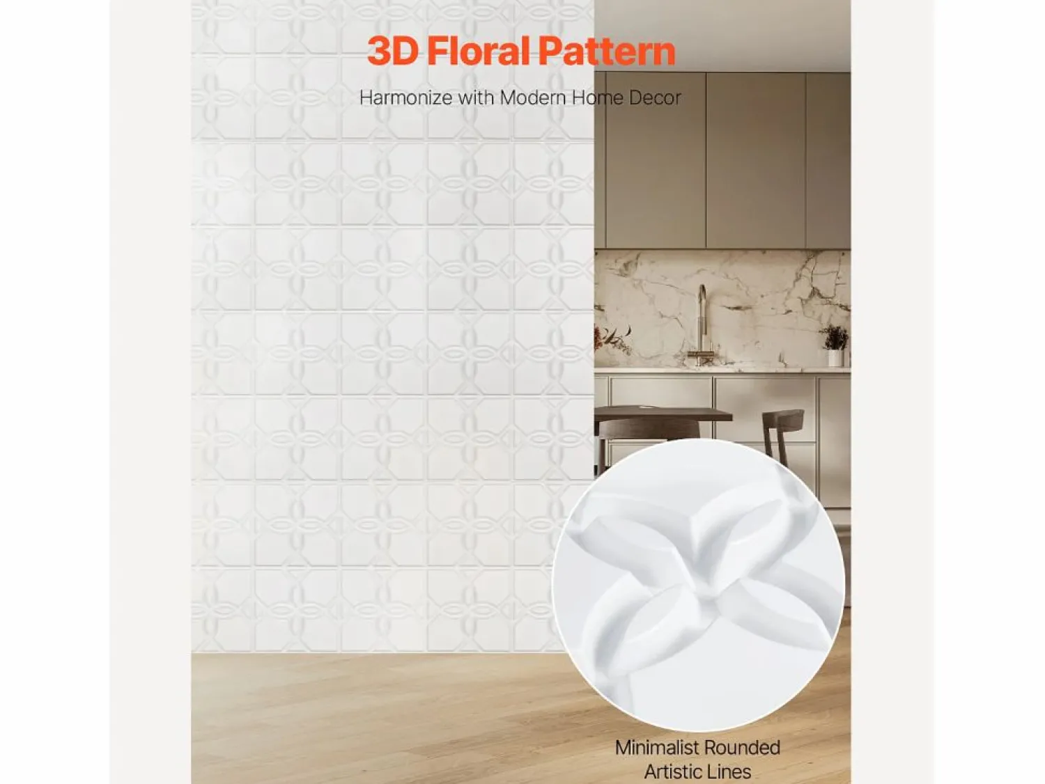 Discount Paneles de Pared 3D SucceBuy, Pack de 33, 30 x 30 cm, PVC con Motivo Floral, , Cobertura de 3 m² Panel De Pared