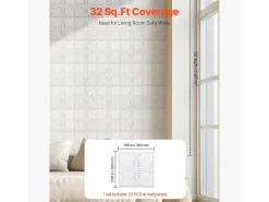 Discount Paneles de Pared 3D SucceBuy, Pack de 33, 30 x 30 cm, PVC con Motivo Floral, , Cobertura de 3 m² Panel De Pared