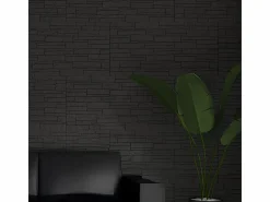 Paneles decorativos efecto piedra ladrillo 3D, juego de 12 unidades, 8,6 m², revestimiento de pared de PU, 120 x 60 x 2,5, color pizarra