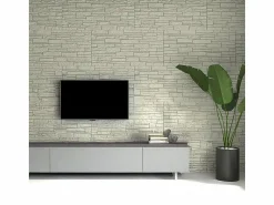 Paneles decorativos efecto piedra ladrillo 3D, juego de 12 unidades, 8,6 m², revestimiento de pared de PU, 120 x 60 x 2,5 Greige Tortora