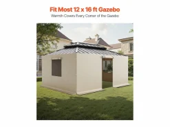 Best Paneles Laterales de Funda de Gazebo Invierno SucceBuy, 3,44x4,66 m, Cubierta de Gazebo Todas Estaciones, con Ventanas en Malla, Material PE de Alta Densidad Cenador Y Quiosco