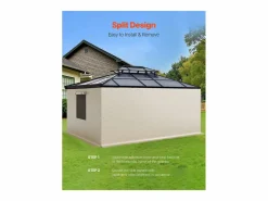 Best Paneles Laterales de Funda de Gazebo Invierno SucceBuy, 3,44x4,66 m, Cubierta de Gazebo Todas Estaciones, con Ventanas en Malla, Material PE de Alta Densidad Cenador Y Quiosco