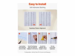 Hot Papel Pintado Adhesivo de Pared SucceBuy, 45 cm x 15 m, Rollo Papel Pintado Autoadhesivo en Vinilo, Motivo Textura Madera Blanca, Impermeable Papel Pintado|Papel Pintado