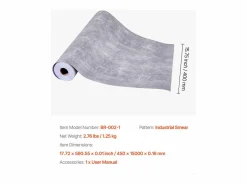 Papel Pintado Adhesivo de Pared SucceBuy, 40 cm x 15 m, Rollo Papel Pintado Autoadhesivo en Vinilo, Estilo Industrial Oscuro, para Revestimiento de Pared