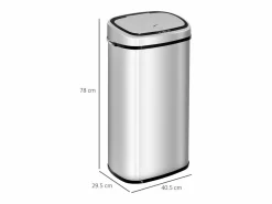 Papelera automática con sensor, acero inoxidable, color plata (40,5x29,5x78 cm)