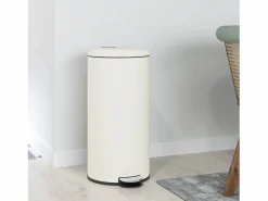Hot Papelera con pedal de 30L con cubo interior, metal marfil, tapa silenciosa (36x30x63,5cm) Cubo De Basura Para Cocina