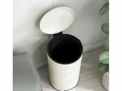 Hot Papelera con pedal de 30L con cubo interior, metal marfil, tapa silenciosa (36x30x63,5cm) Cubo De Basura Para Cocina