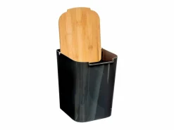 Sale 5five Papelera con tapa en bambú 22,4 x 24,4 cm Negro