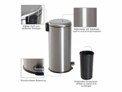 Best Papelera de acero inoxidable de 30 l con pedal y tapa abatible, con cubo interior, para cocina y baño (29,2 x 29,2 x 62,9 cm) Cubo De Basura Para Cocina