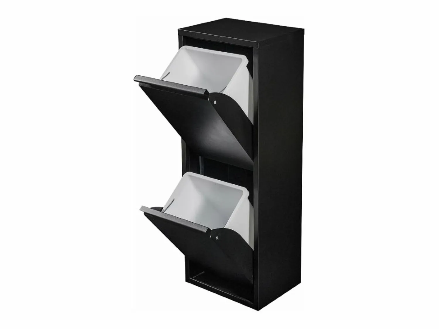 Helloshop26 Papelera de reciclaje de pared con 2 compartimentos extraíbles 93 x 33 x 25 cm color 03_0008199 Negro