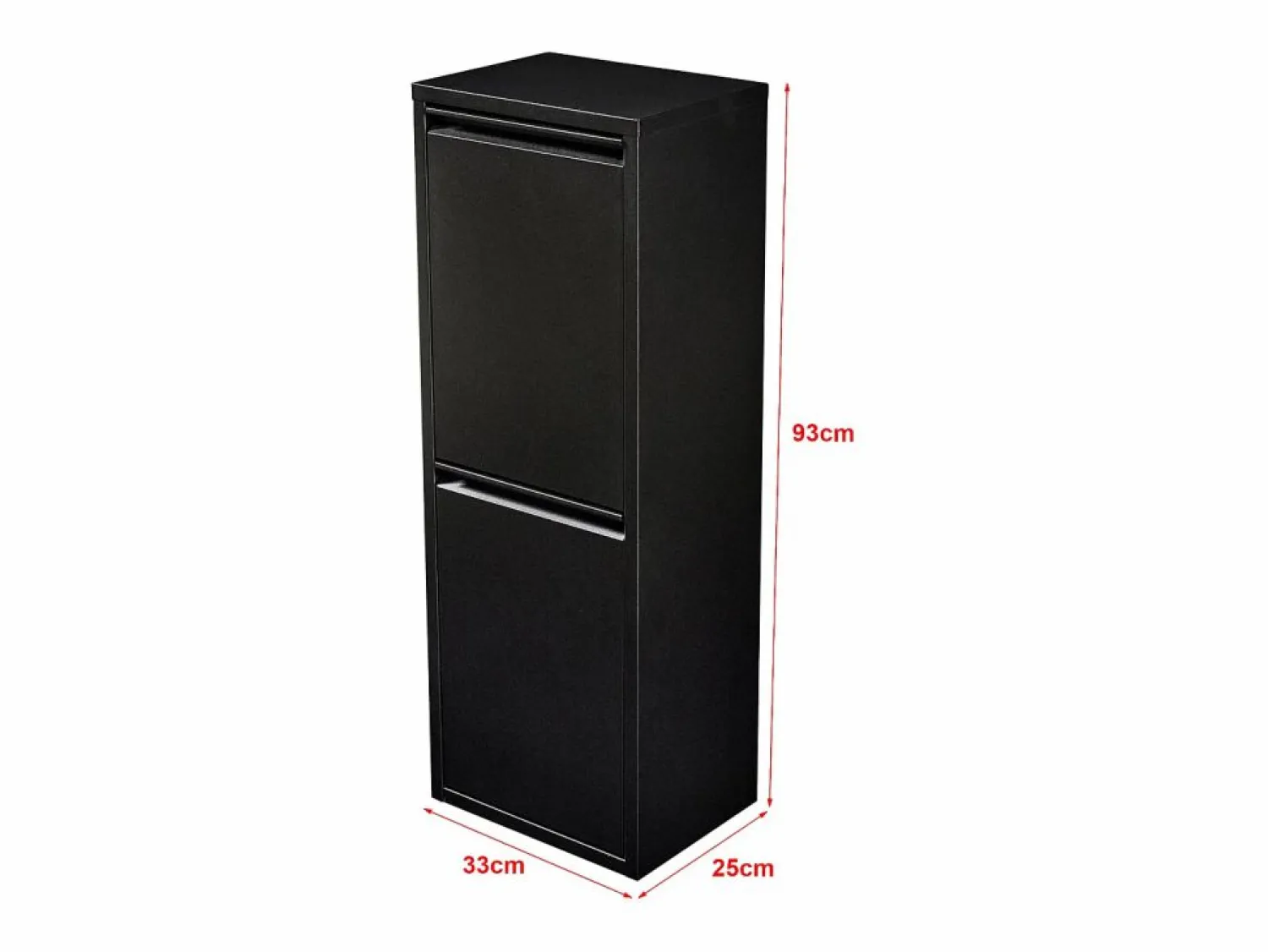 Helloshop26 Papelera de reciclaje de pared con 2 compartimentos extraíbles 93 x 33 x 25 cm color 03_0008199 Negro