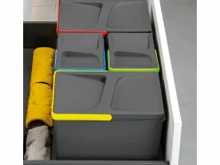 Papelera diferenciada con 4 contenedores, altura 26,6 cm. Gris antracita