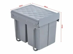 Hot Helloshop26 Papelera empotrada 2 x 20 litros 48 x 34 x 42 cm 03_0008204 Gris