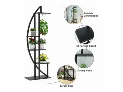 Tribesigns Paquete de 2 soportes para plantas de interior de 5 niveles, de metal curvo, con 2 ganchos para colgar, multiusos para interior, jardín, balcón y sala de estar