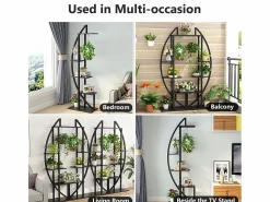 Tribesigns Paquete de 2 soportes para plantas de interior de 5 niveles, de metal curvo, con 2 ganchos para colgar, multiusos para interior, jardín, balcón y sala de estar
