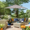 Sale Parasol con LED, 3 posiciones, poliéster, bambú, gris, (250x250x230 cm) Sombrilla