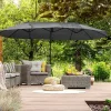 Sale Parasol doble con manivela, regulable, de metal, gris oscuro (440x270x250 cm) Sombrilla