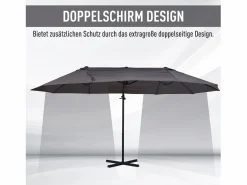 Sale Parasol doble con manivela, regulable, de metal, gris oscuro (440x270x250 cm) Sombrilla