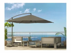 Parasol excéntrico cuadrado con LED de 3x3 m SOLENZARA Sombrilla