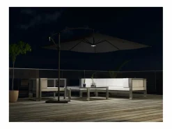 Parasol excéntrico cuadrado con LED de 3x3 m SOLENZARA Sombrilla