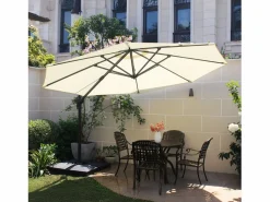 Sale Parasol excéntrico cuadrado con LED de 3x3 m chocolate SOLENZARA Sombrilla
