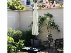 Sale Parasol excéntrico cuadrado con LED de 3x3 m chocolate SOLENZARA Sombrilla