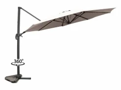 Sale Parasol excéntrico cuadrado con LED de 3x3 m chocolate SOLENZARA Sombrilla