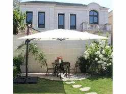 Hot Concept-Usine Parasol excéntrico rectangular 3 x 4 m giratorio en 360° crudo CESARE Beige
