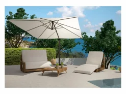 Hot Concept-Usine Parasol excéntrico rectangular 3 x 4 m giratorio en 360° crudo CESARE Beige