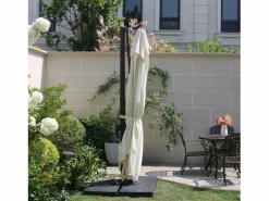 Hot Concept-Usine Parasol excéntrico rectangular 3 x 4 m giratorio en 360° crudo CESARE Beige