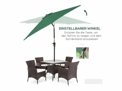 Hot Parasol inclinable con manivela, aluminio, poliéster, verde (Ø2,6x2,35 m)
