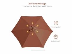 Outlet Parasol inclinable con manivela, aluminio y poliéster 180g/m², marrón (Ø2,7xH2,35 m)