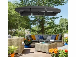 Discount Parasol inclinable para jardín y balcón, aluminio, gris (198x130x245 cm)