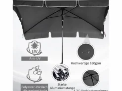 Discount Parasol inclinable para jardín y balcón, aluminio, gris (198x130x245 cm)