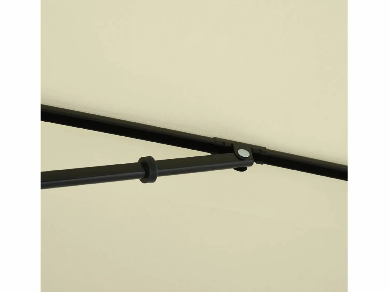 Parasol inclinable, protección UV, aluminio madera, color crema y negro (200x130x245 cm)