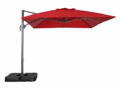 Discount Sweeek Parasol rectangular excéntrico, 3x4m + placas de lastre 50x50cm Rojo