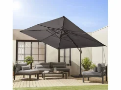 Clearance Sweeek Parasol rectangular excéntrico, 3x4m + placas de lastre 50x50cm Gris