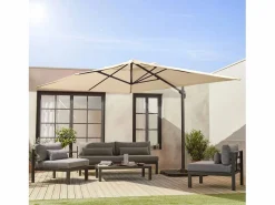 New Sweeek Parasol rectangular excéntrico, 3x4m + placas de lastre 50x50cm Beige