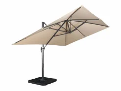 New Sweeek Parasol rectangular excéntrico, 3x4m + placas de lastre 50x50cm Beige