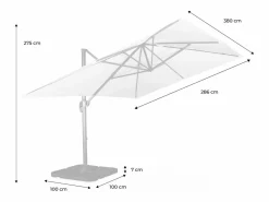 New Sweeek Parasol rectangular excéntrico, 3x4m + placas de lastre 50x50cm Beige