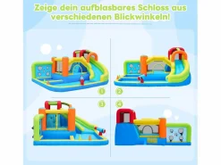 Merax Parque acuático inflable 7 en 1 para niños - 410 x 315 x 203 cm - Oxford - Con ventilador -