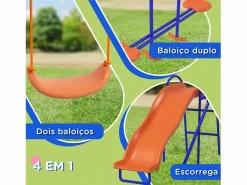 Outsunny Parque de juegos infantil Fly 4 en 1-3 A 180x367x192 cm