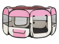Sale Clicnbuy Parque de perros plegable y bolsa transporte 125x125x61cm Rosa