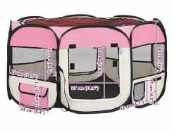 Sale Clicnbuy Parque de perros plegable y bolsa transporte 125x125x61cm Rosa