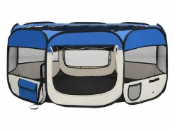 Hot Clicnbuy Parque de perros plegable y bolsa transporte 145x145x61cm Azul