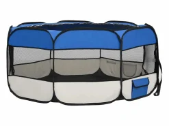 Hot Clicnbuy Parque de perros plegable y bolsa transporte 145x145x61cm Azul