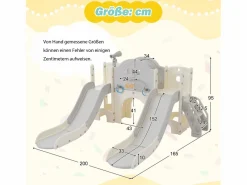 Best Parque infantil 8 en 1 con tobogán, pared de escalada, juego de perforación de agujeros, suelo gris