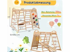 New Parque infantil 7 en 1 con tobogán, columpio y red de escalada, 140 x 120 x 120 cm Tobogán
